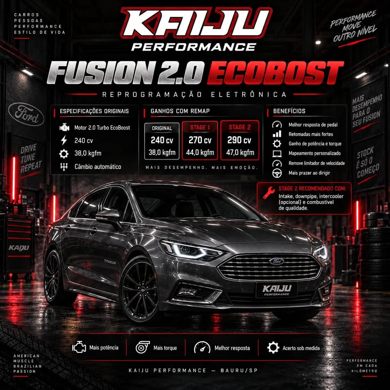 Arte técnica da Kaiju Performance: Ford Fusion 2.0 EcoBoost